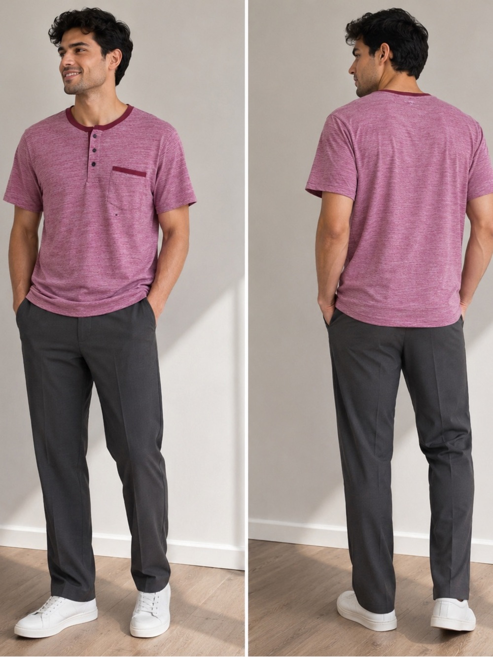 Express Men's Heathered Mauve Short-Sleeve Crew Tee